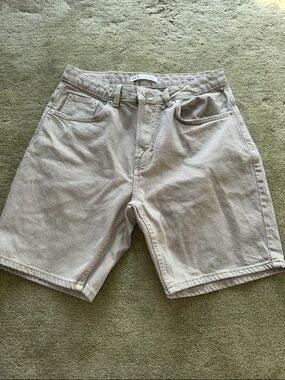 Zara Men Light Beige Denim Shorts